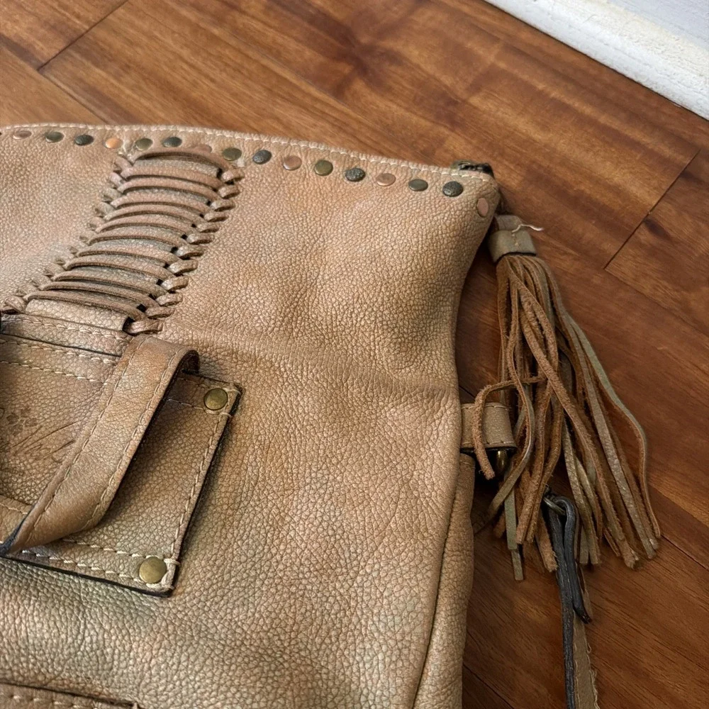 Patricia Nash Leather Hobo Crossbody Bag/ Backpack Convertible Tassel